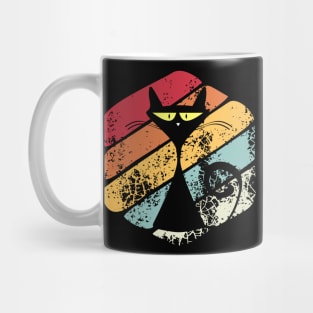 Black cat with retro sunset Mug